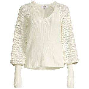 525 America Blouson-Sleeve Raglan Pullover Sweater - XS - Cream/Chalk